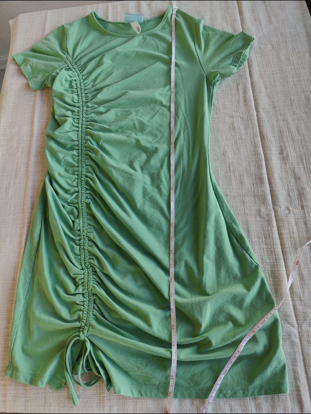 *Petite Friendly* Future Collective Gabriella Karefa-Johnson Green Ruched Dress - Picture 6 of 6
